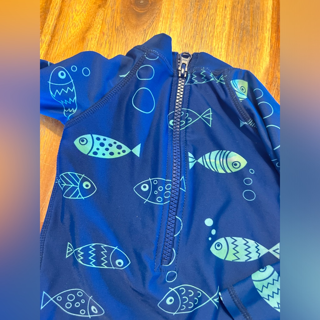 Kids Swimwear With Fish Print  Blue